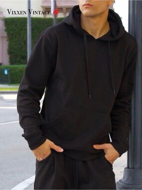 COCOBURRY UNISEX FLEECE HOODIE IN BLACK